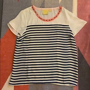 Anthropologie silk top w/ jewel necklace - Size L